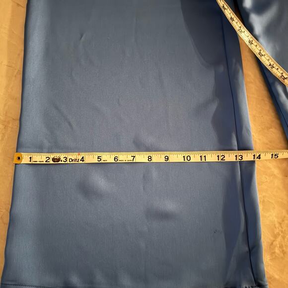 Anthropologie Du Paradis Pants Sz S Blue Satin High Waist Wide Leg Holiday NWT - Picture 5 of 9